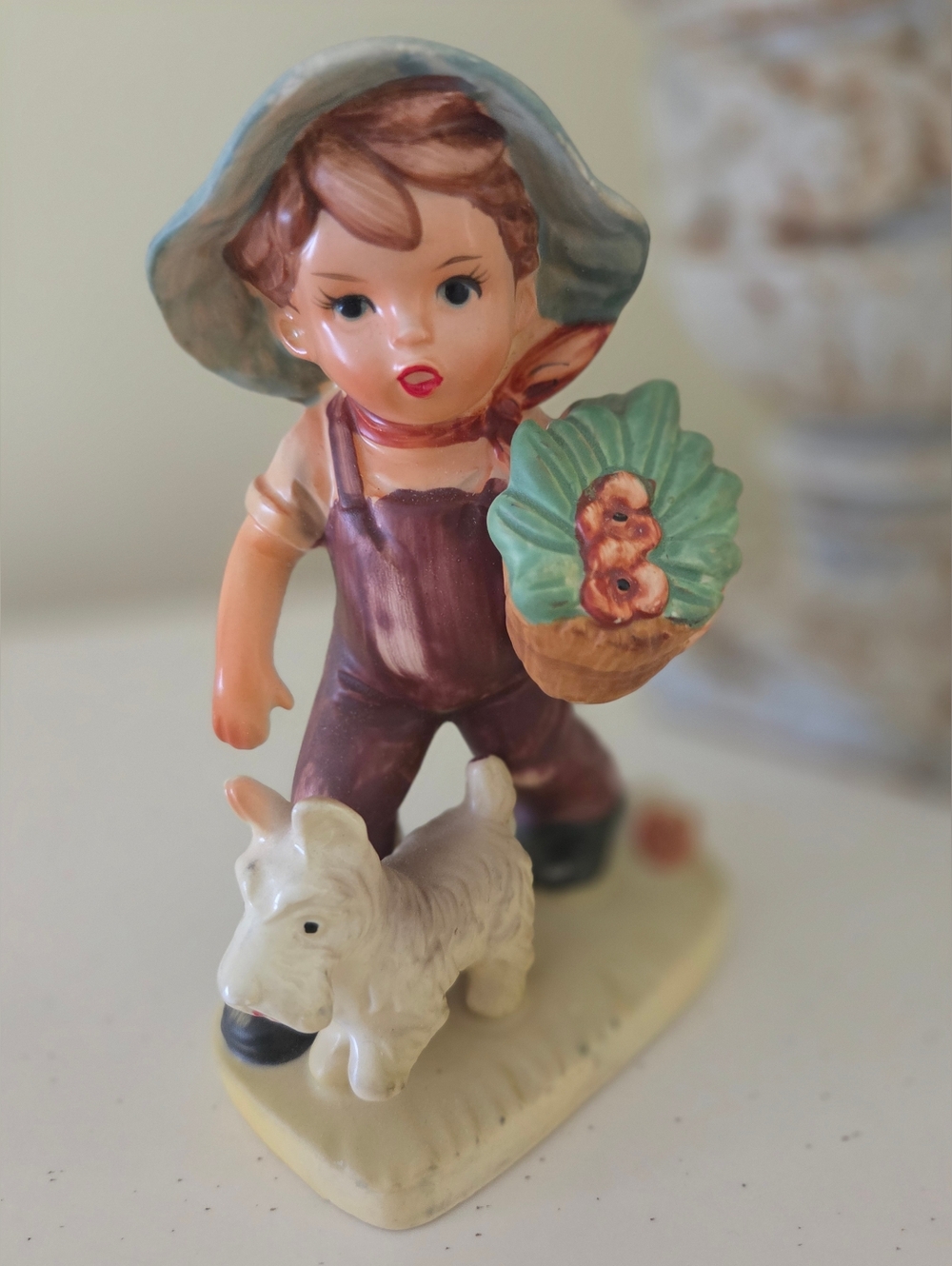 Antique Brinn's Porcelain Boy with Scottie Dog Figurine